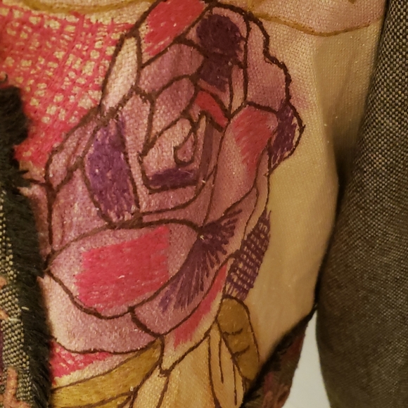 Sandy Sparkman Floral Silk/Wool Jacket-Cadigan Size L - Picture 7 of 16